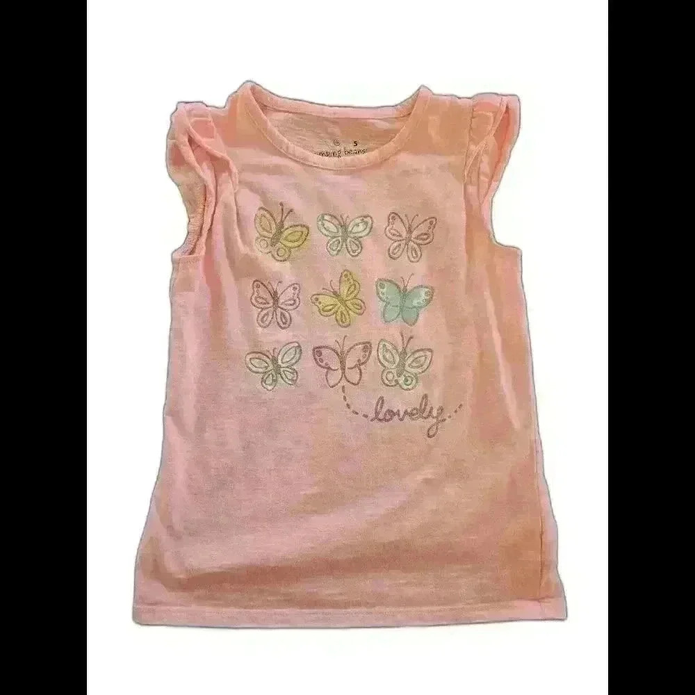 Adorable Pink Butterfly Graphic Tee For Girls